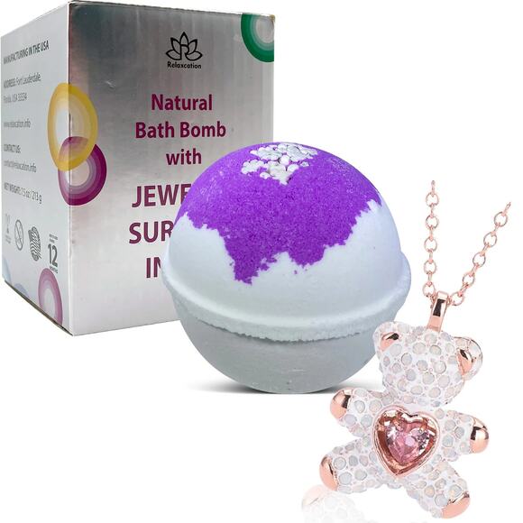Jewelry Bath Bomb with CUTE BEAR Necklace Inside - Picture 1 of 8